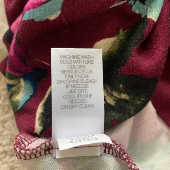 J. Jill Burgundy Leaf Ponte 3/4 Sleeve Dress- M - Picture 9 of 9